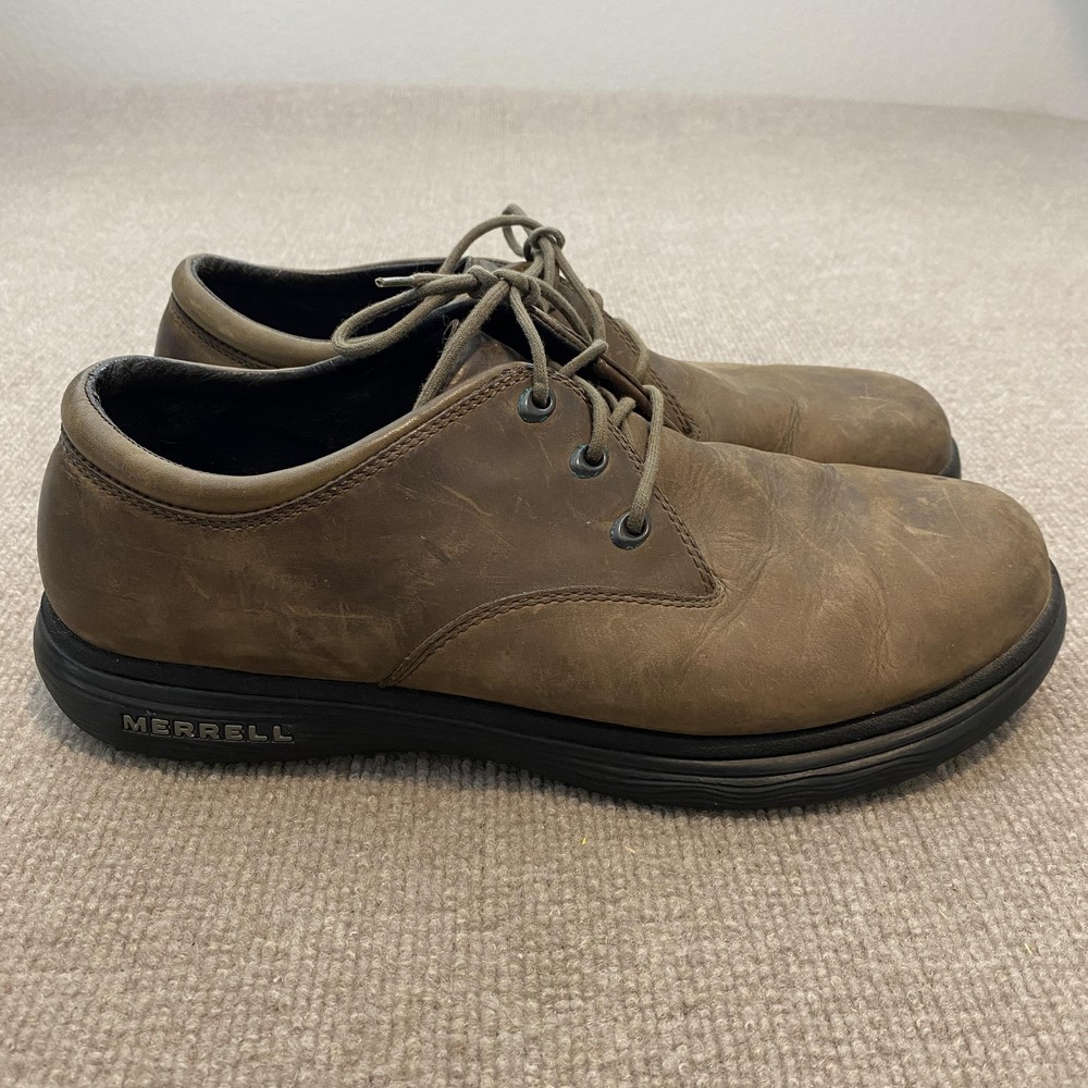 Merrell Shoes Mens Size 12 Brown Leather Lace Up Casual Comfort Walking Sneakers