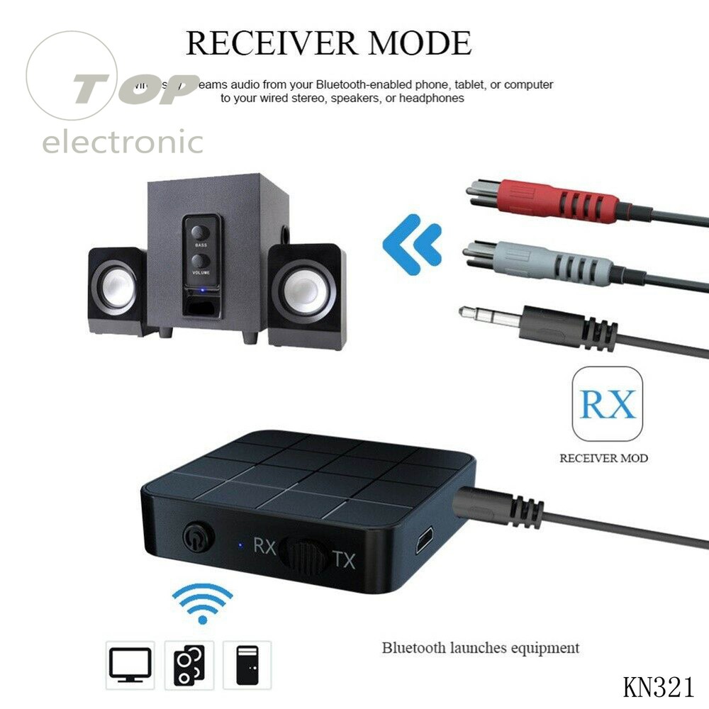 2in1 Bluetooth 5.0 Wireless Audio Transmitter Receiver for HIFI Music RCA AUX