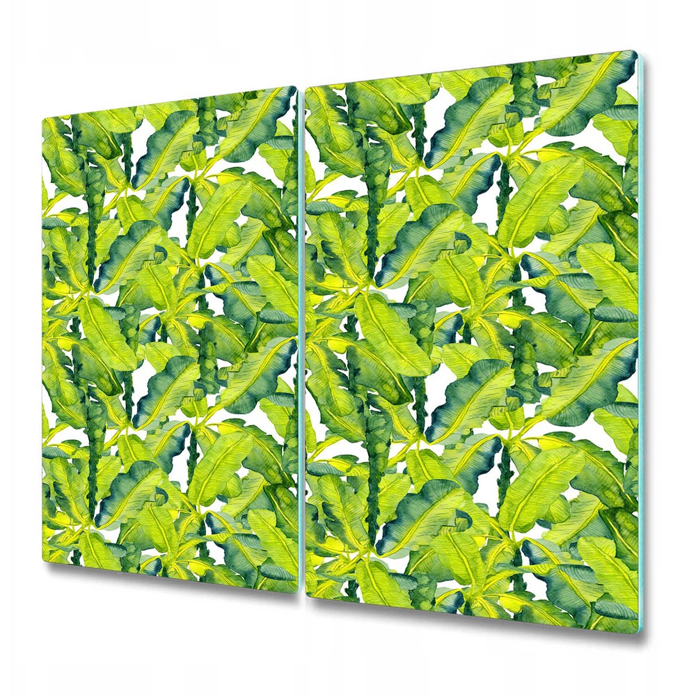 Glass Chopping Cutting Board Worktop Saver Aqua Banana Leaf Tropical 2x30x52