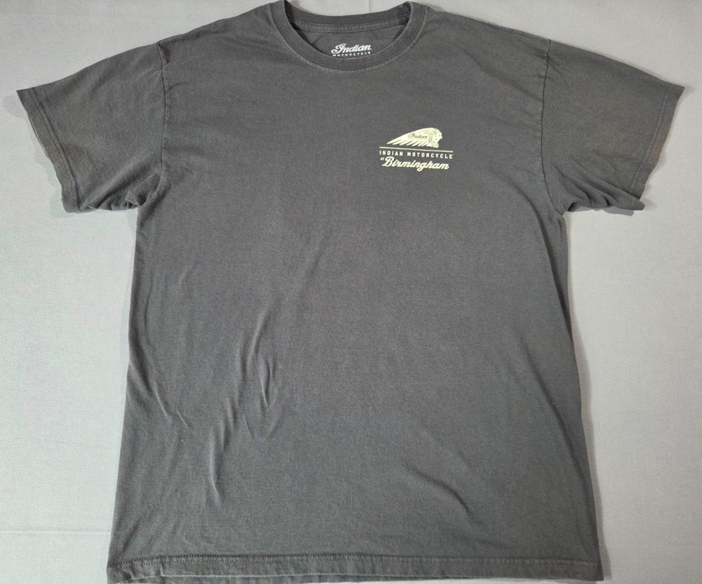 Indian Motorcycle Mens Large Gray Graphic T Shirt Birmingham Alabama Biker