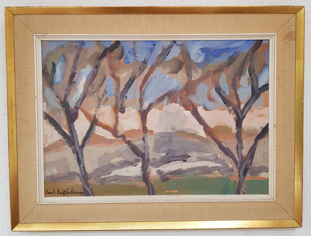 Abstract oil painting artwork with frame picture painting oil painting forest-image