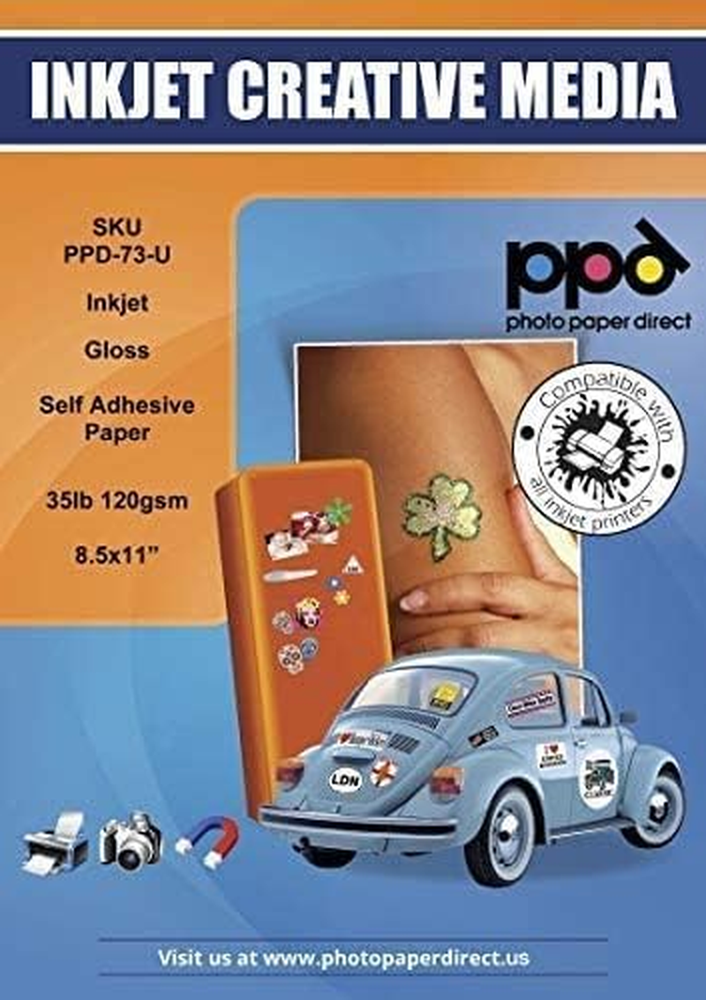 Printable Sticker Paper for Inkjet Printer, Glossy Sticker Paper 8.5 X 11, Self-