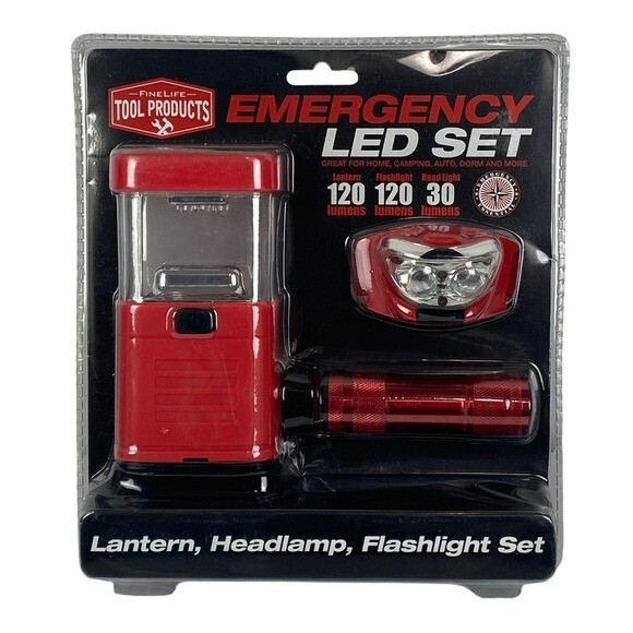 Fine Life Tool Products Emergency LED Lantern, Headlight, Flashlight Set NEW