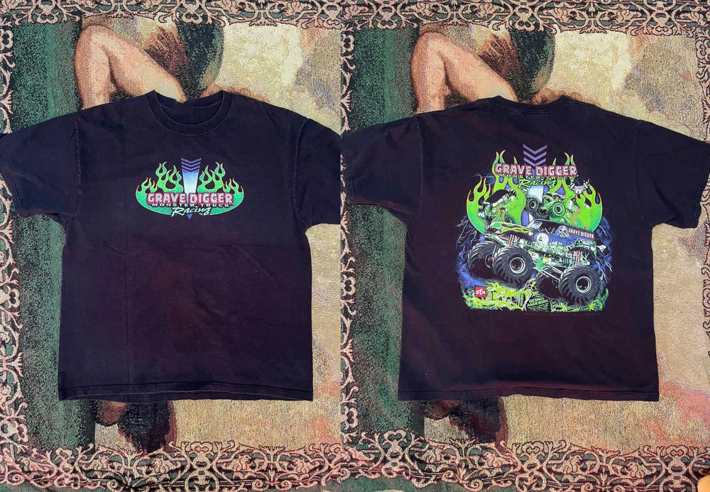 2 Sides Grave Digger Black Cotton Shirt Full size S-5XL