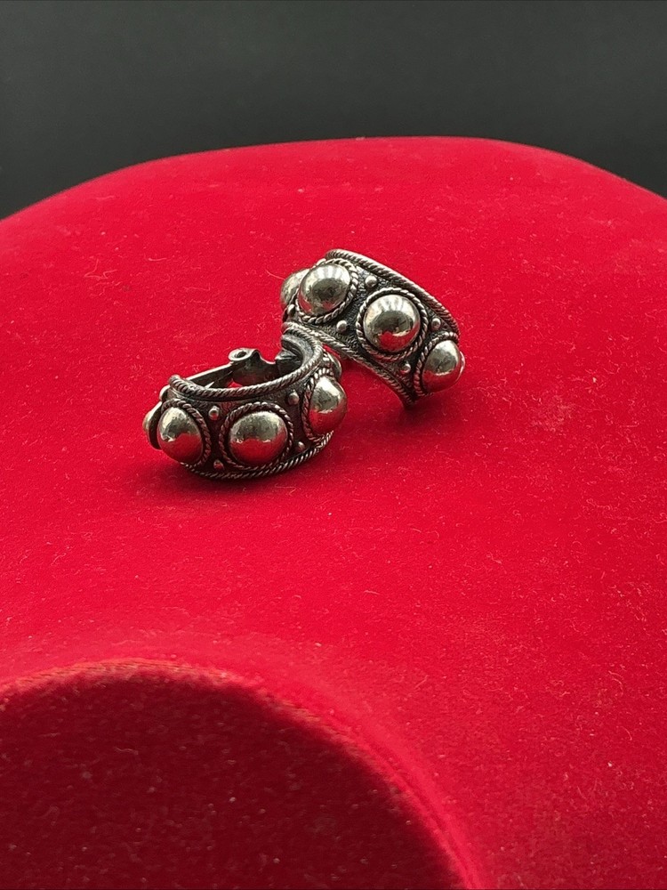 Vintage Silver Tribal Clip-On Earrings: Orena Style Heritage Jewelry