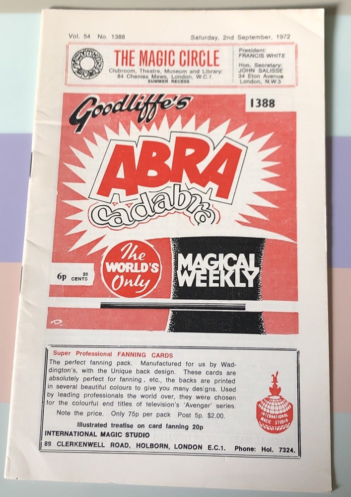Vintage Magic / Magician Literature: Abra Cadabra # 1388 September 2nd 1972.-image