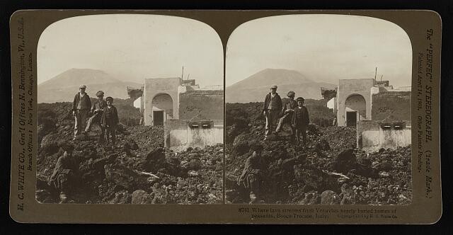 Photo:Bosco Trecase Italy 1906 Vesuvius Lava Streams Peasants Homes