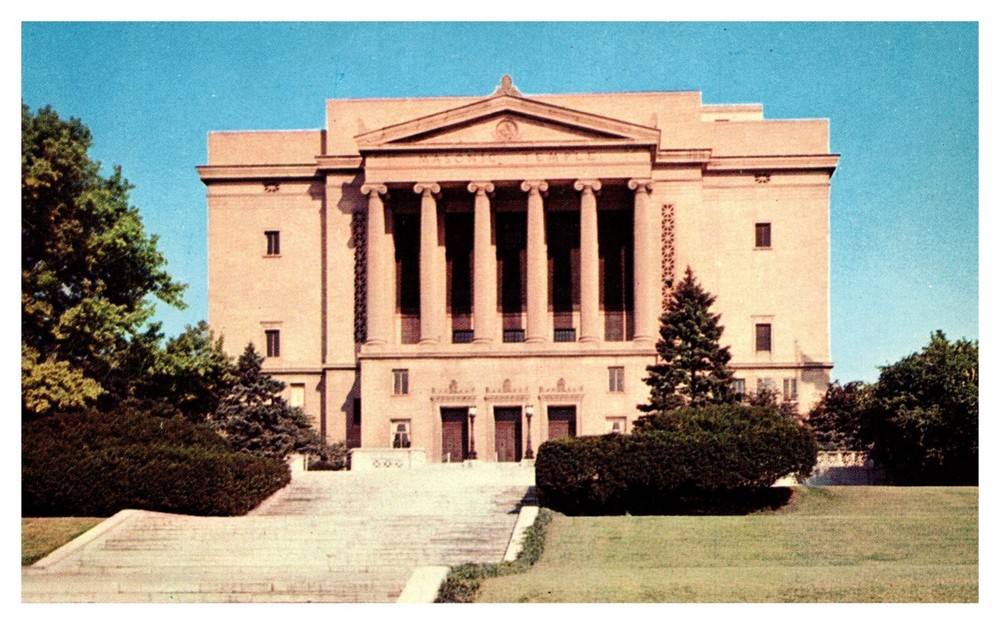 Dayton OH Ohio Masonic Temple Street View Chrome Postcard