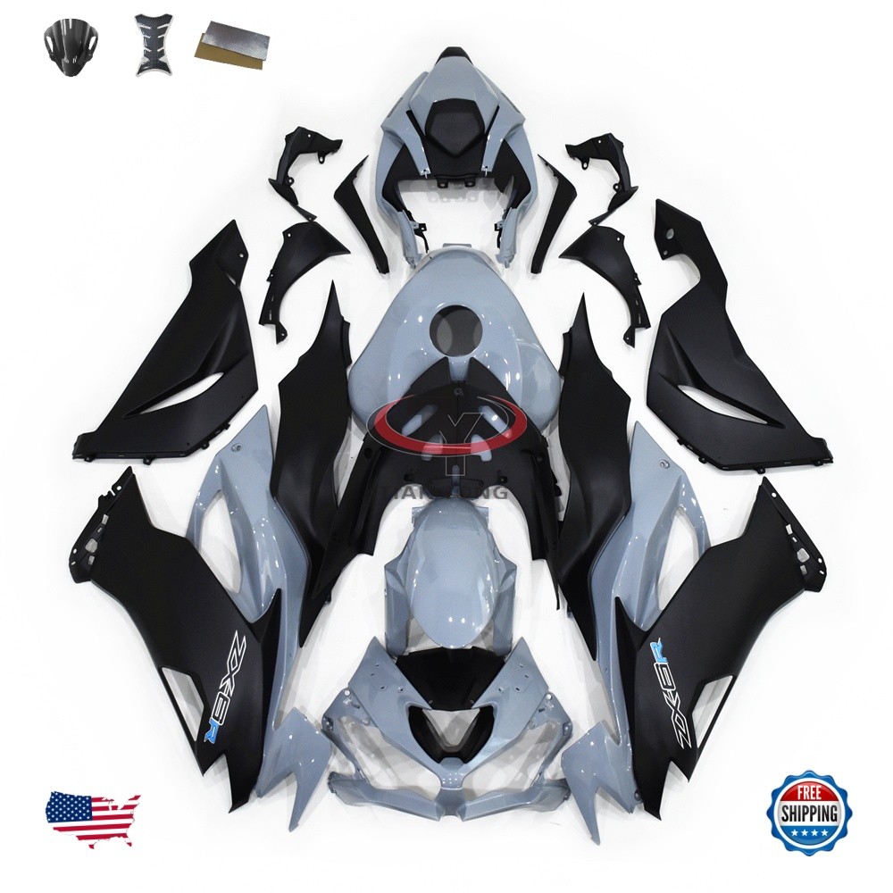 Cement Gray Injection Fairing Kit w/ Tank for Kawasaki Ninja ZX6R 2019-2023  636
