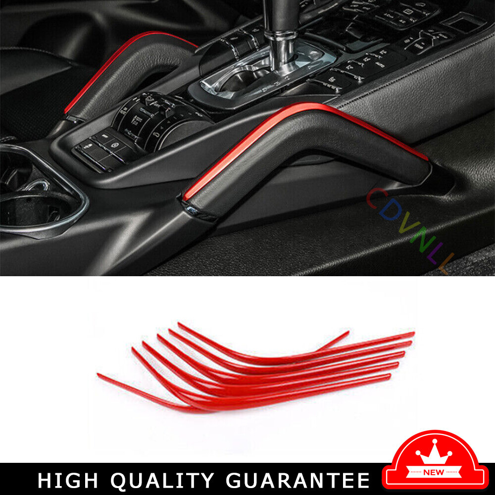 Porsche Cayenne 2011-2017 Red Interior Car Console Armrest Trim 6PCS