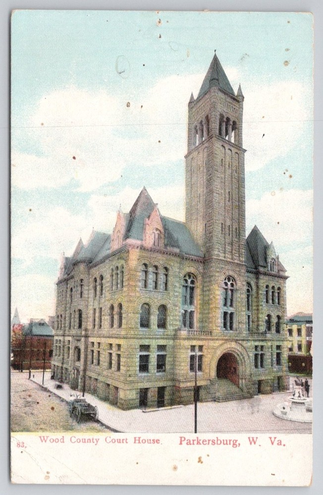 Wood County Court House Parkersburg WV Vintage Postcard C.E. Wheelock