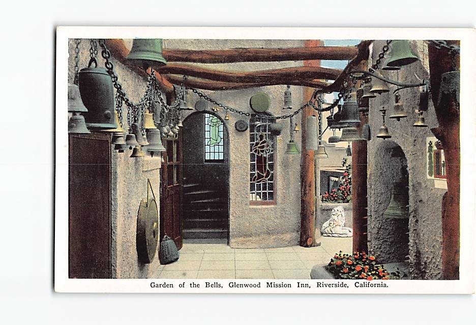 Postcard Garden of the Bells Glenwood Mission Inn Riverside California USA