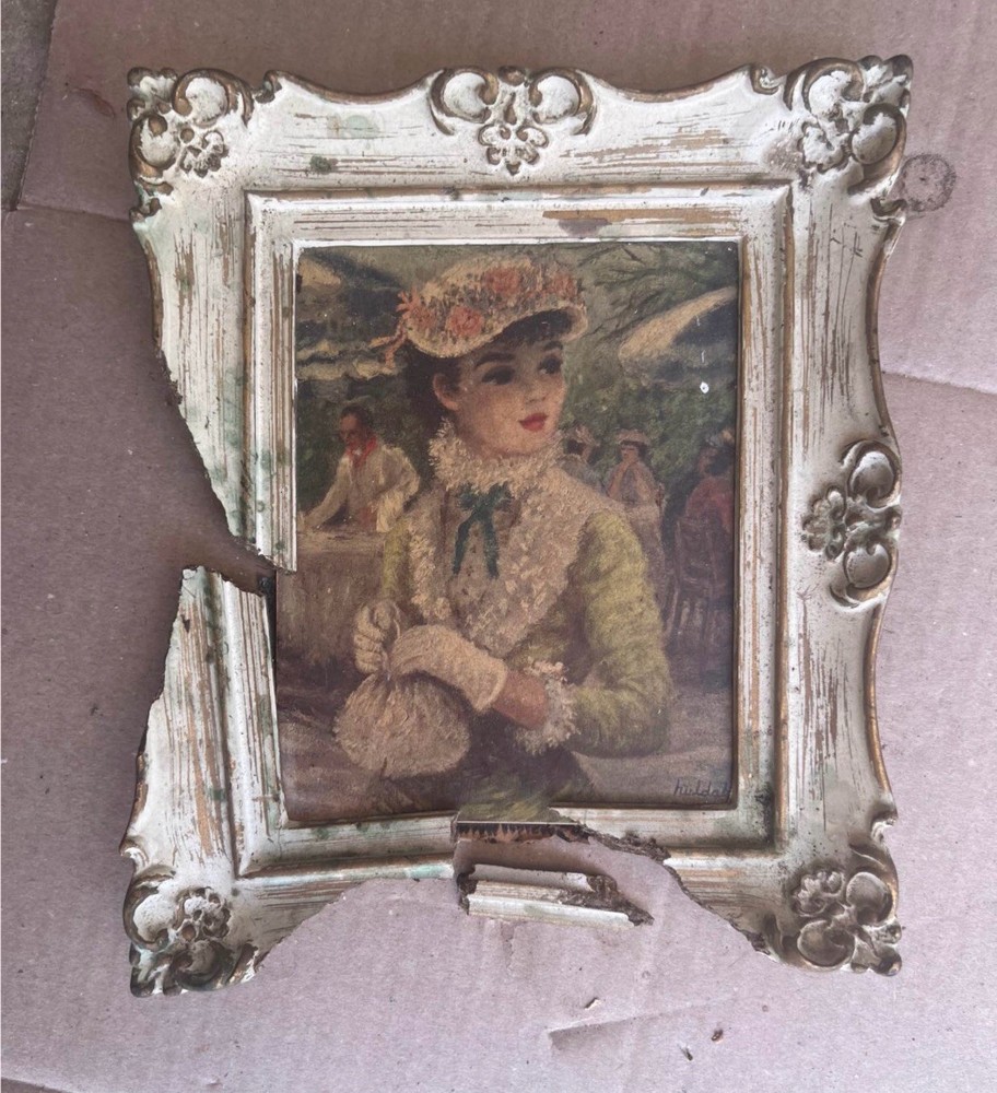 HULDAH CHERRY JEFFE Tavern on the Green Vintage Framed Art Print 1950's SIGNED