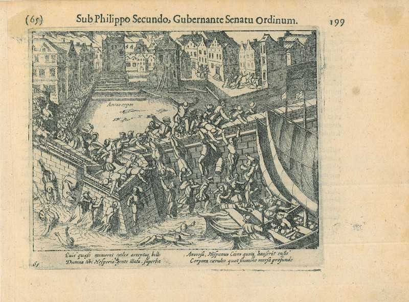 Historical print of Antwerp