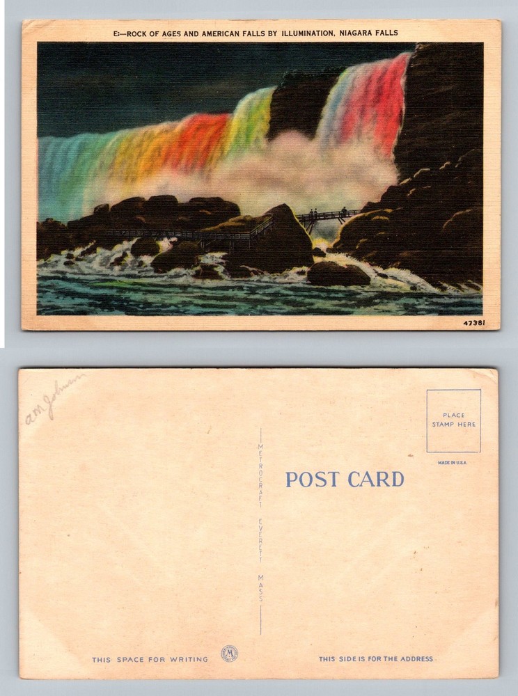 Niagara Falls, NY-New York, Rock of Ages Rainbow Scene PC Vintage Postcard