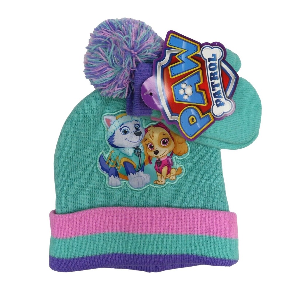 Nickelodeon PAW Patrol Toddler Girls OSFM Shimmer Knit Hat Mittens Set NEW NWT