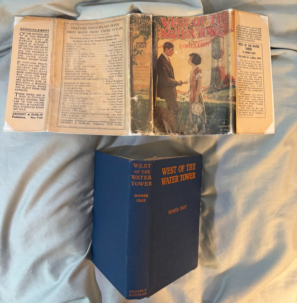 West of the Water Tower - photoplay edition movie tie-in DJ & stills c1923 VG