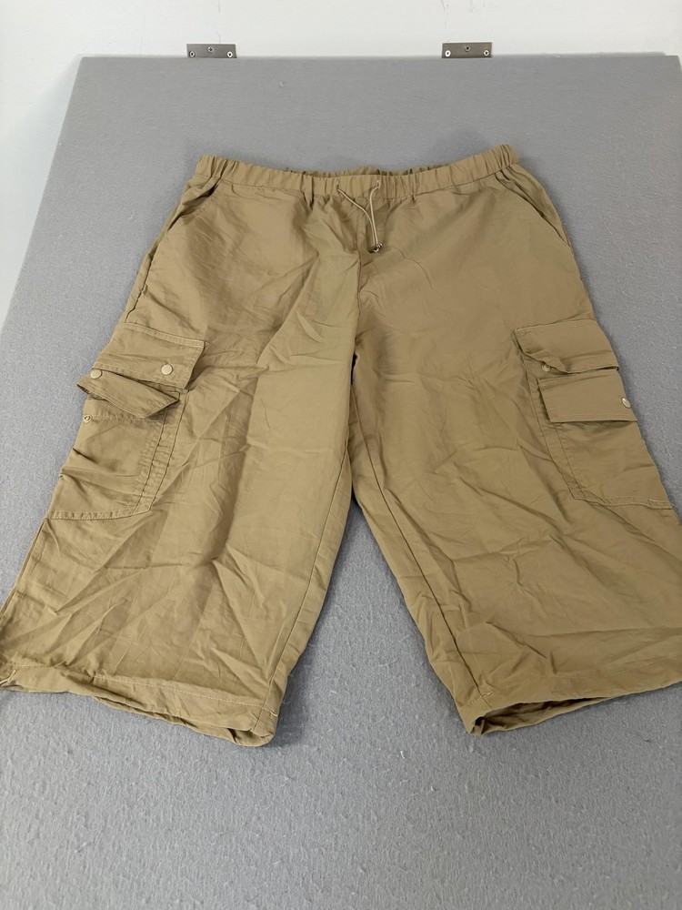 Cargo Shorts Mens XL Tan Nylon Drawstring Pockets Outdoor Hiking Lightweight