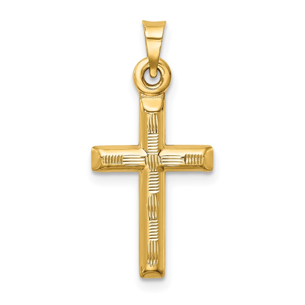 Avariah 14k Yellow Gold Hollow Diamond-cut Cross Pendant - 37mm