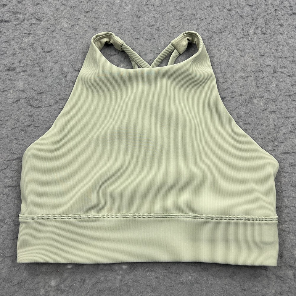Lululemon Energy Bra Women's 8 High Neck Long Line Rib Medium Support B–D W2CK9S