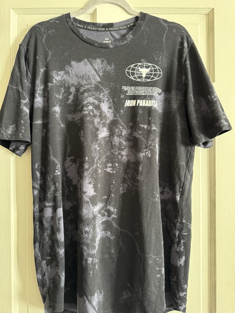 MEN'S ACTIVEWEAR TSHIRT: Under Armour Project Rock “Iron Paradise” Tie-Dye LARGE