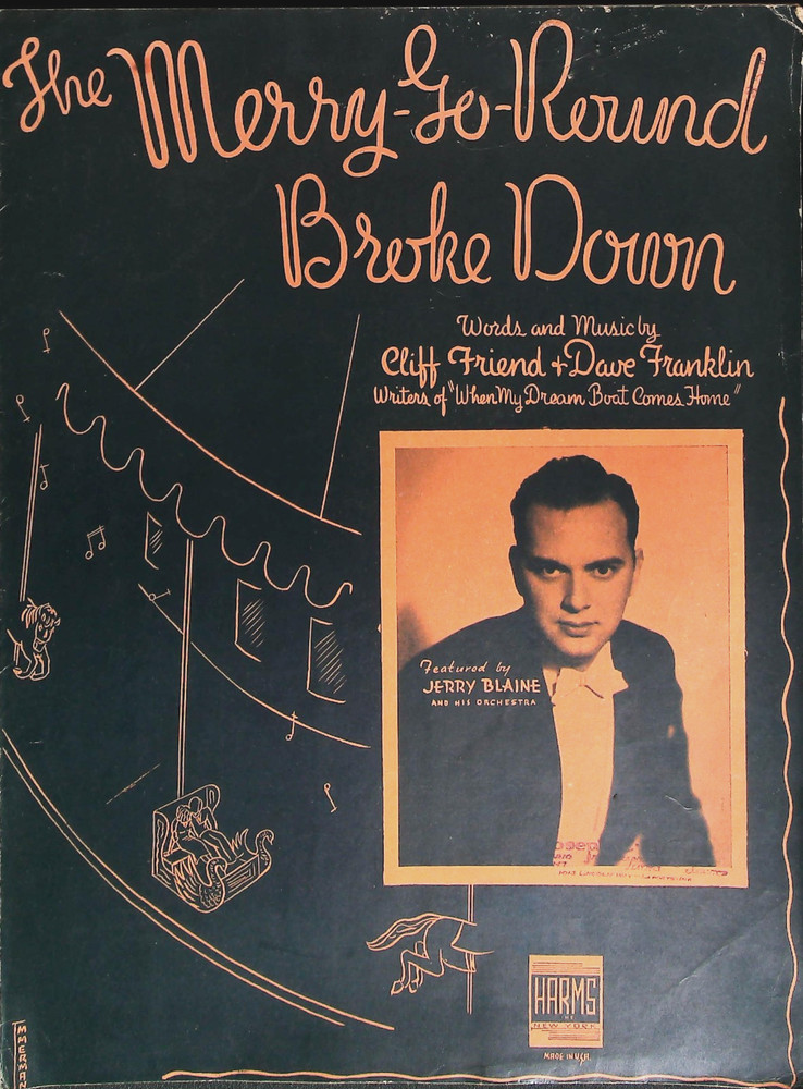 The Merry-Go-Round Broke Down Vintage Sheet Music Jerry Blaine Cover 1937