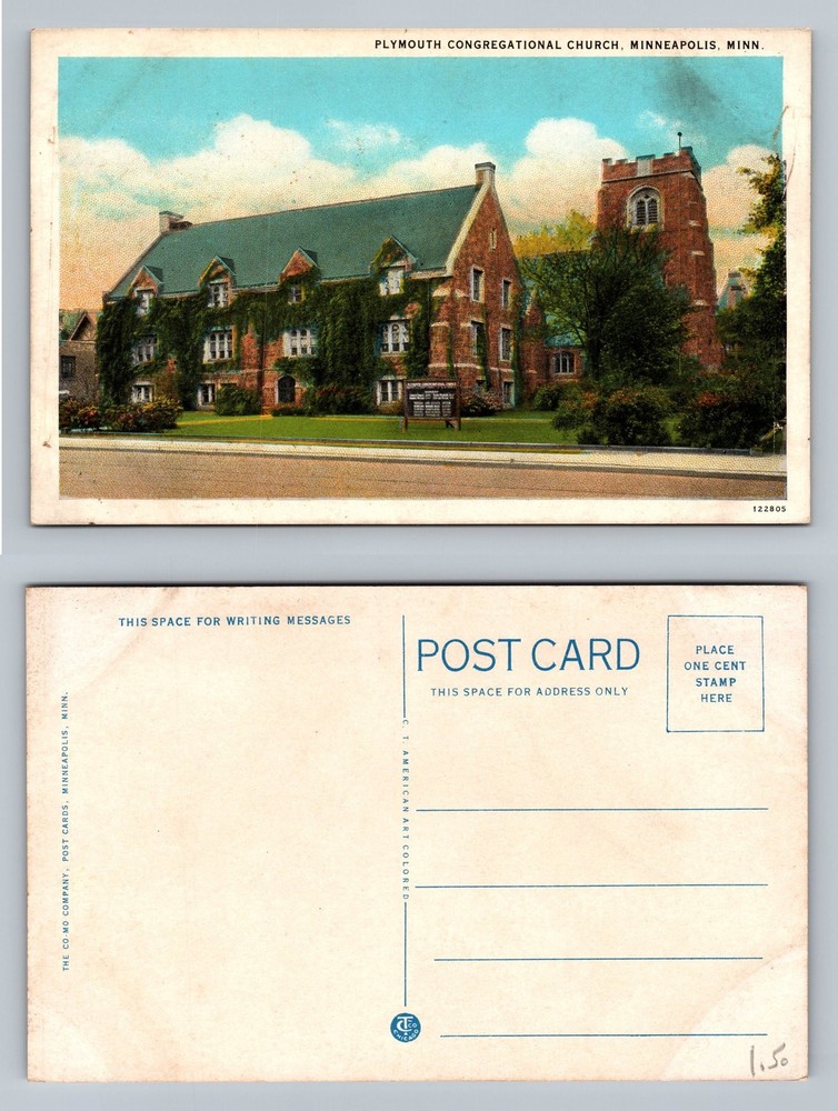Minneapolis, MN-Minnesota, Plymouth Congregational Church PC Vintage Postcard