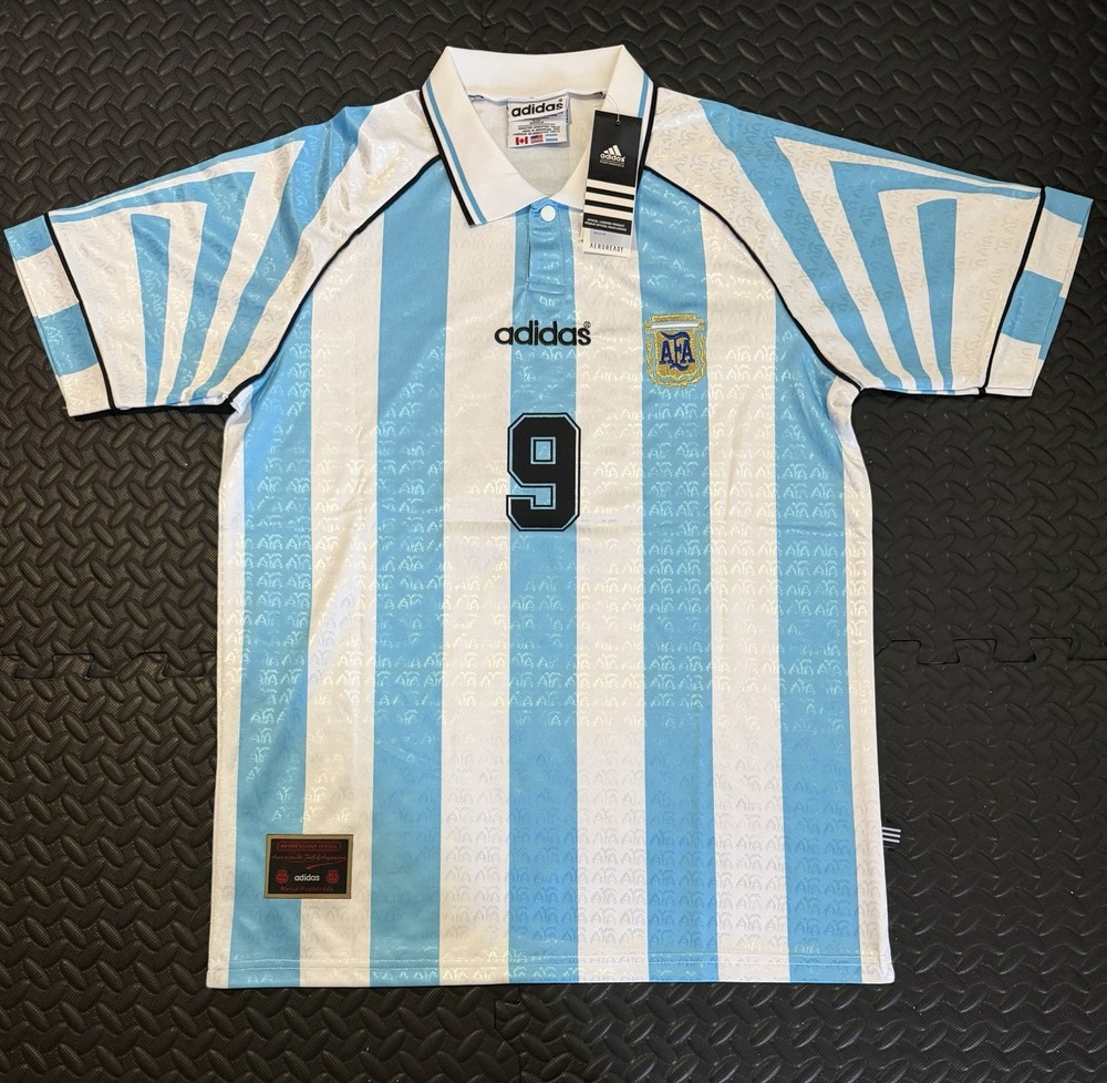 Batistuta Argentina Retro Jersey 1994 World Cup #9 Size L Vintage Football Shirt