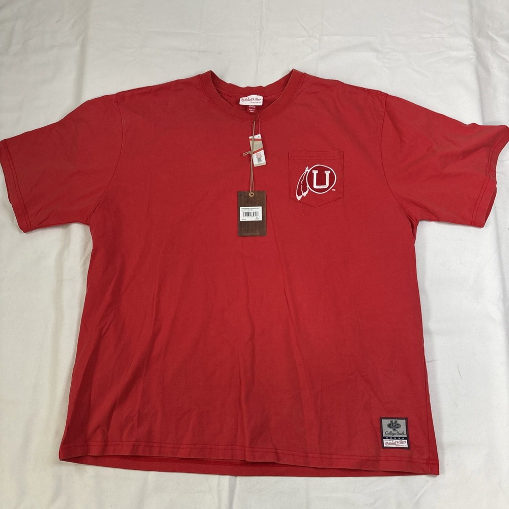 Men's Red Utah Utes Vintage Logo Fade Away Premium Pocket T-Shirt Sz XXL