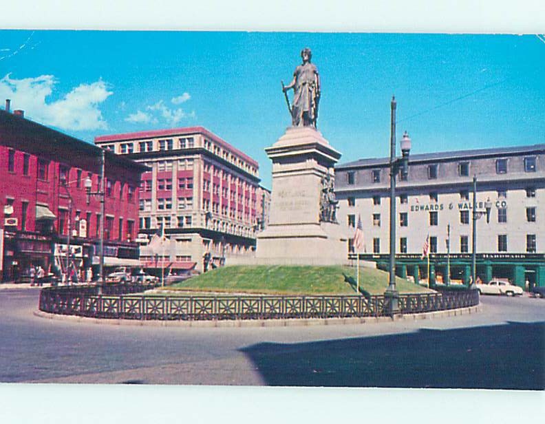 Pre-1980 SHOPS ALONG THE STREET BEHIND MONUMENT Portland Maine ME F2528