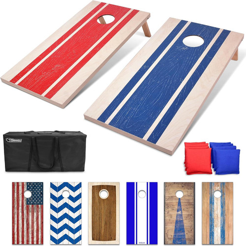 GoSports Portable Cornhole Sets, 8 Styles – Choose 4 x 2 4 x 2 ft Wood Design