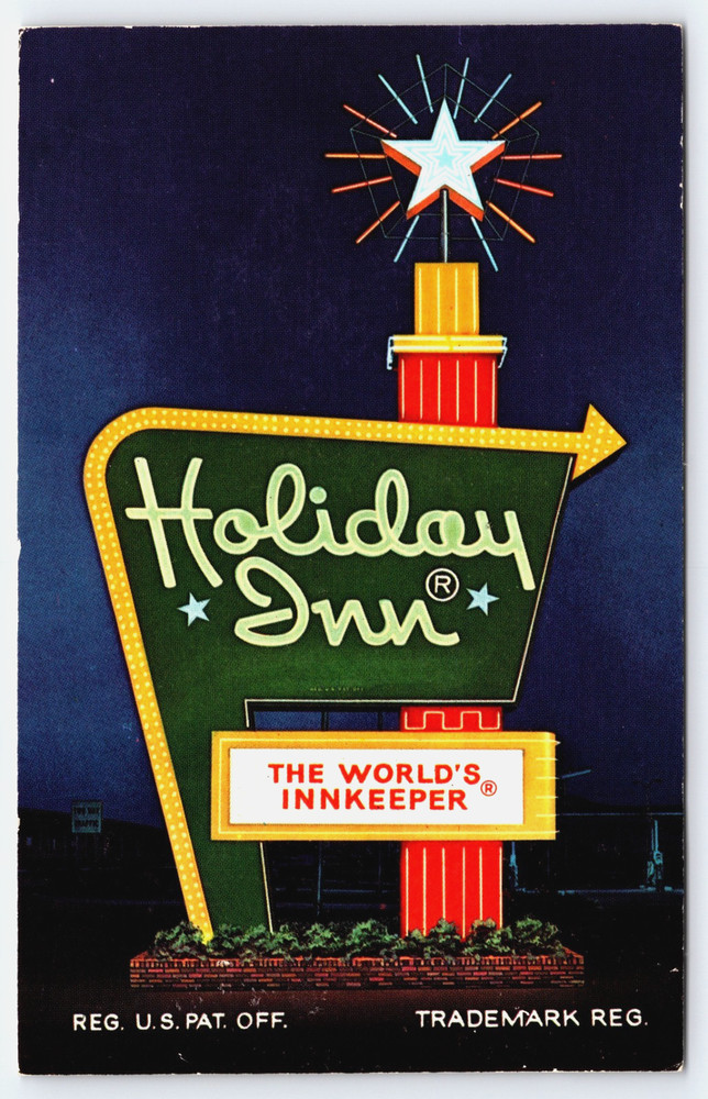 Vintage Postcard Keokuk Iowa USA Holiday Inn Hotel Classic Neon Sign With Star