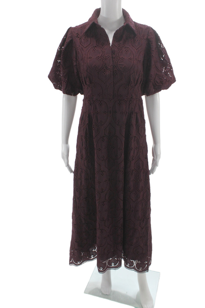 Tuckernuck Womens Purple Geometric Collared Button Maxi Shirt Dress Size XSFree Shipping in US $100+ Orders | $6.95 Orders Below