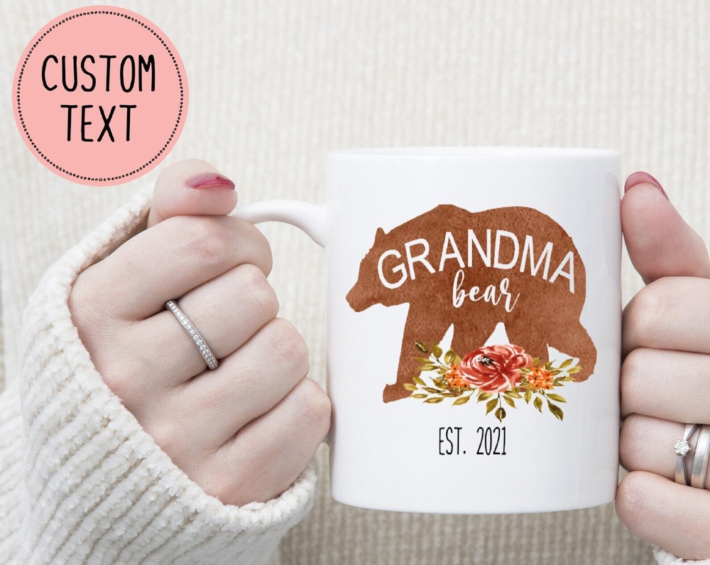 Grandma Bear Mug Personalized Mug Grandmother Mug Pregnancy Reveal Gift