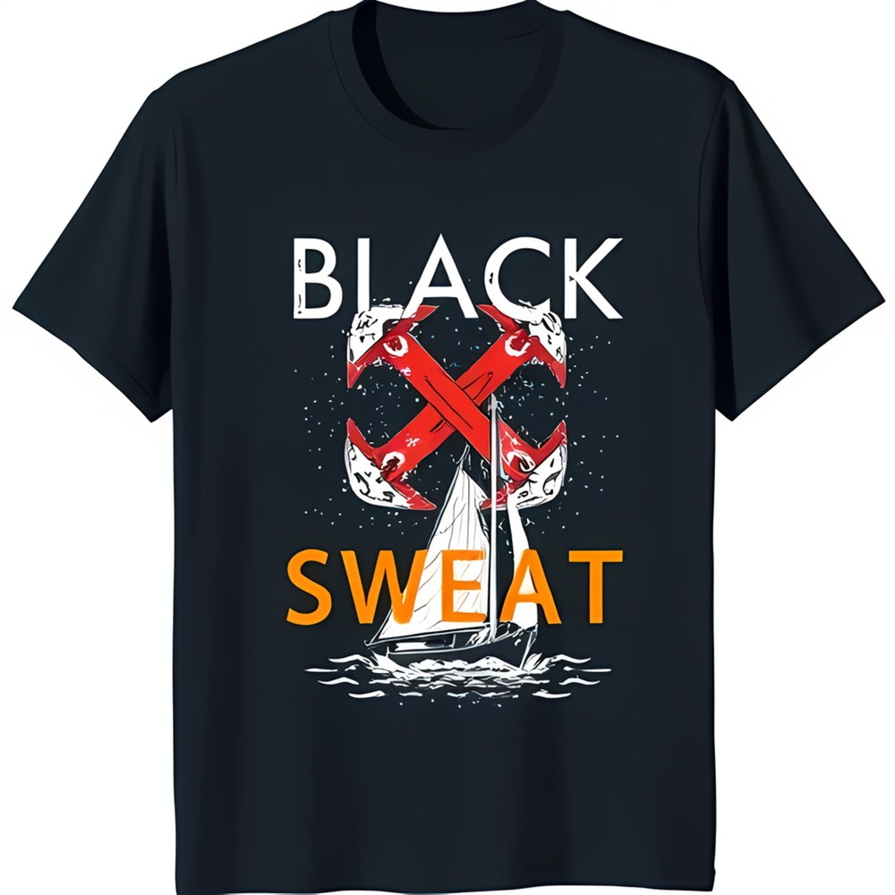 Bold Black T-Shirt with Graphic: Work & Ambition Design
