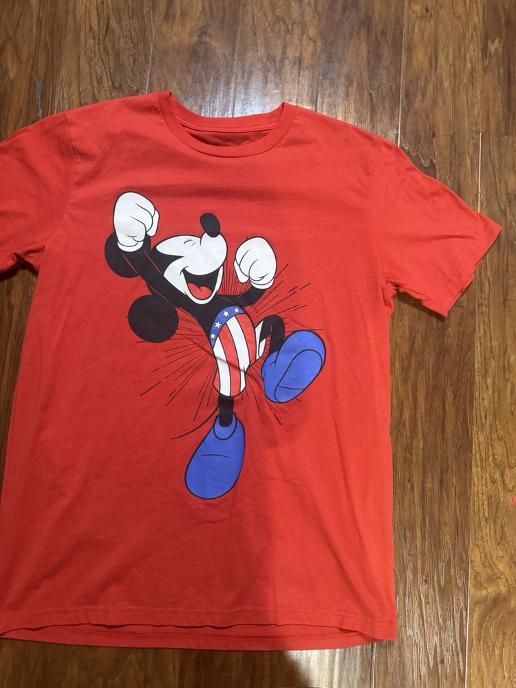 Disney Mickey PATRIOTIC T-Shirt/ Men’s (L) Red Disney Licensed Cotton Blend