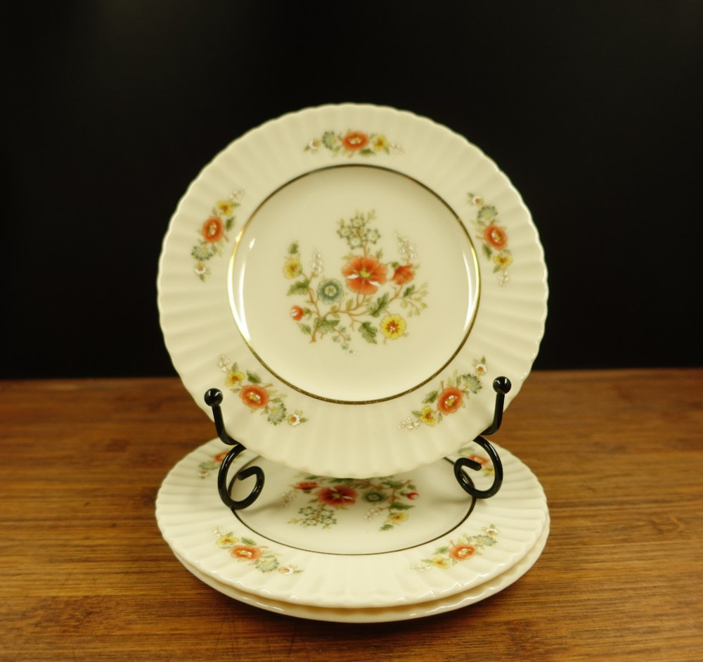 3 Lenox Temple Blossom 6 1/4'' Bread & Butter Plates