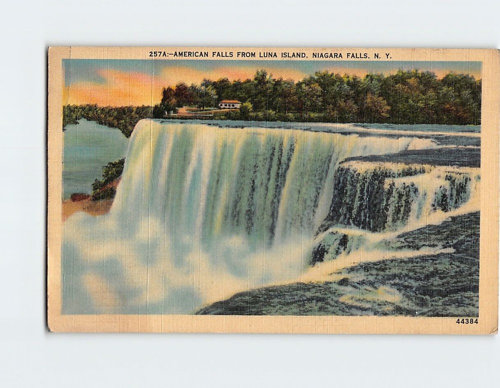 Postcard American Falls From Luna Island, Niagara Falls, New York