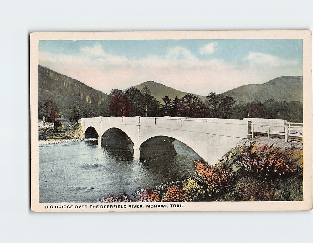Postcard Big Bridge Over The Deerfield River Mohawk Trail Massachusetts USA