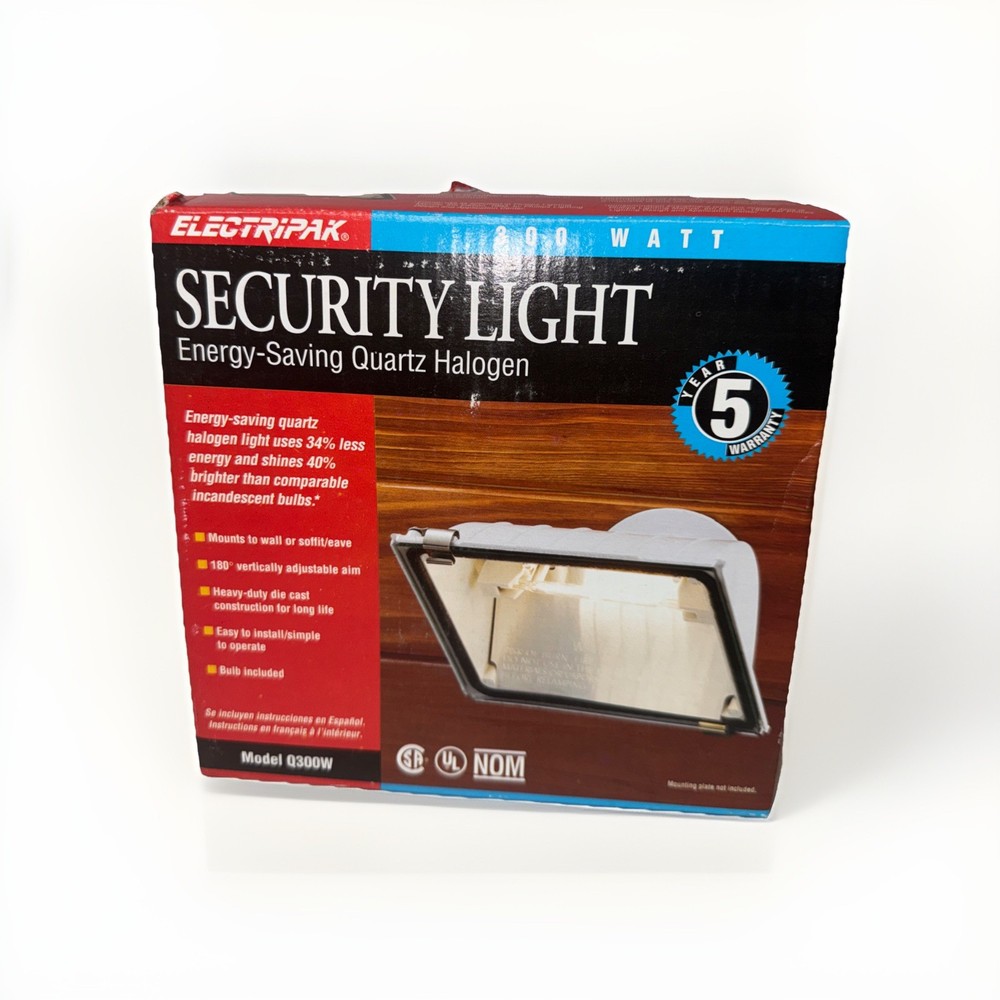 ELECTRIPAK  Security Light 300W Quartz Halogen Energy Saving + Bulb Model Q300