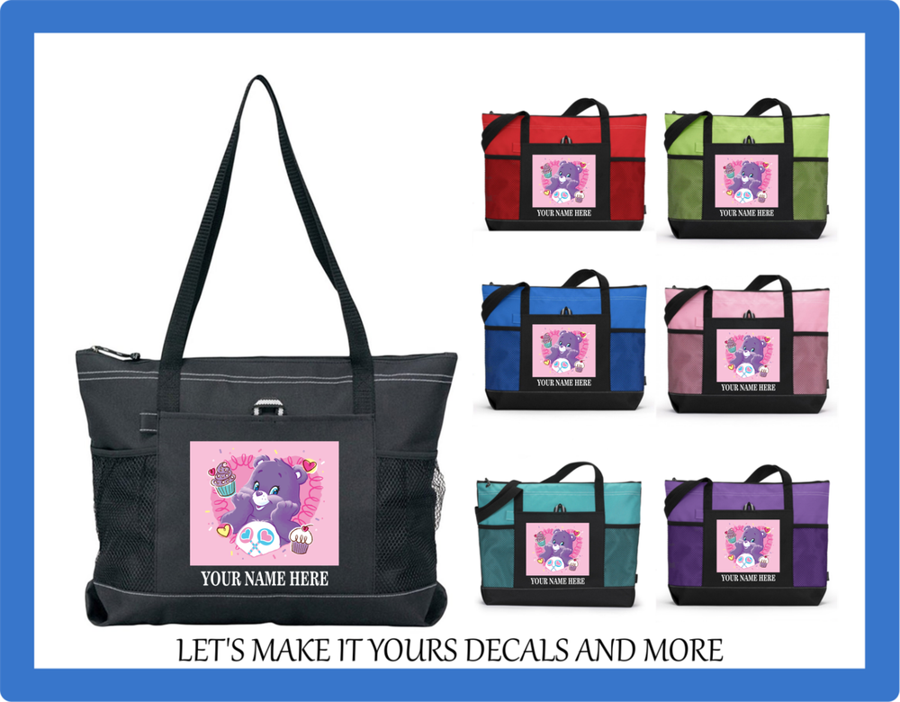 SHARE BEAR CARE BEARS PERSONALIZED NAME TOTE PURSE SPORTS GYM SCHOOL DIAPER BAG