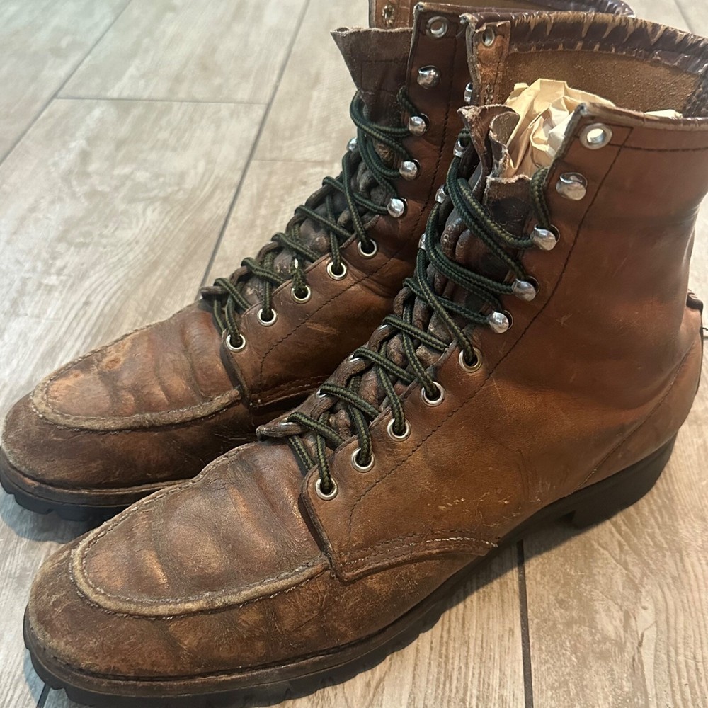 Vintage Red Wing Brown Leather Moc Toe Boots Men Size 11