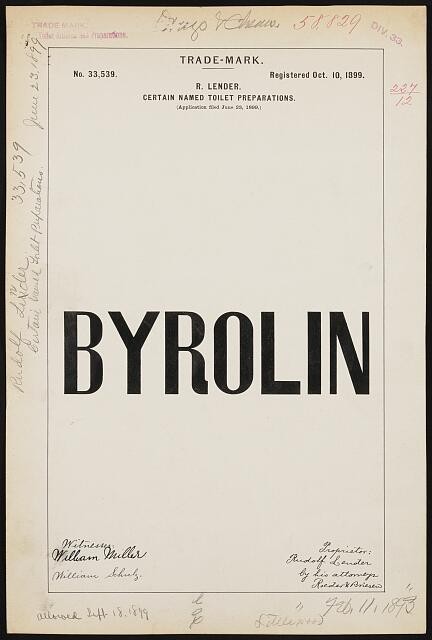 Photo:R. Lender for Byrolin brand Certain Named Toilet Preparations