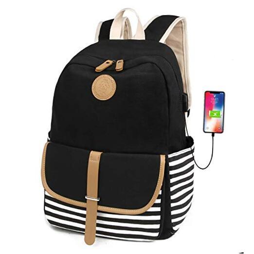 Stylish Lightweight USB Backpack for Teen Girls - School Essentials