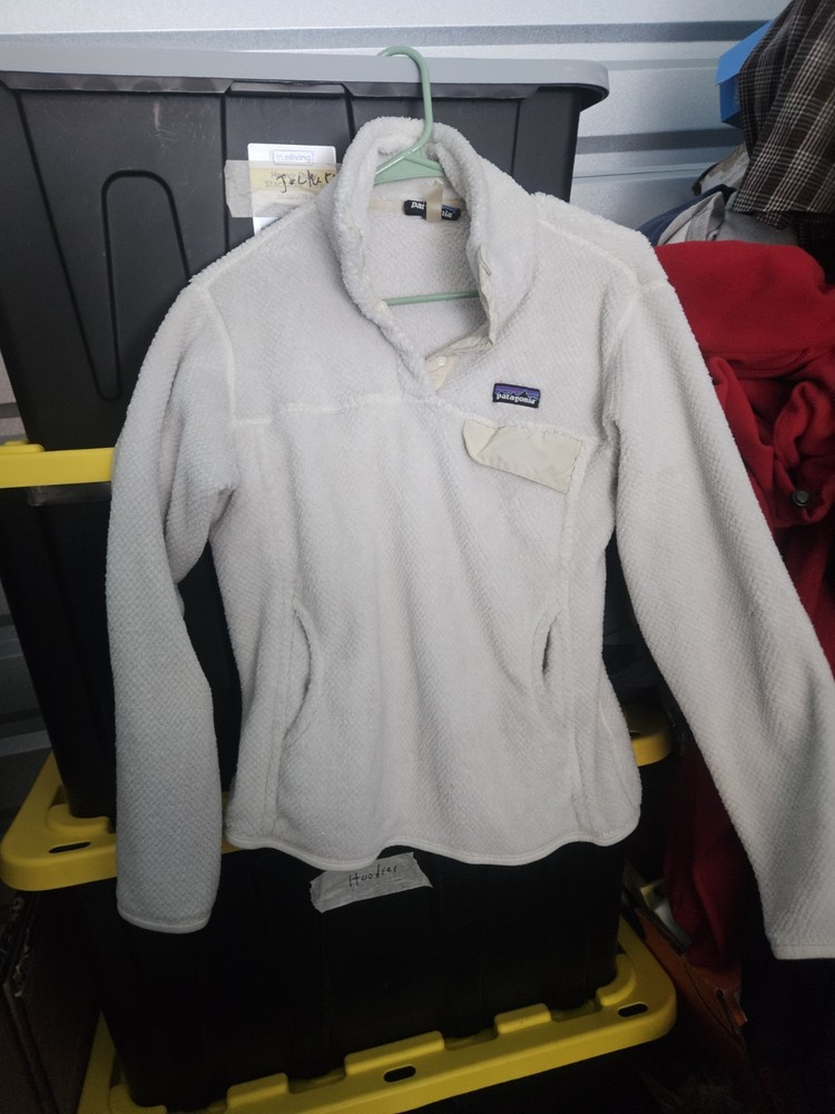 Patagonia Fleece Womens Medium White Snap-T Deep Pile Jumper Outdoor Lady