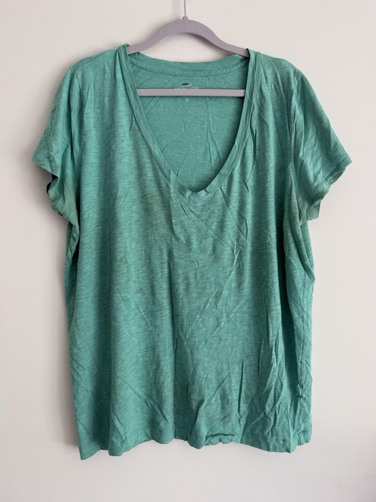 J Crew VINTAGE COTTON women's short sleeve v-neck basic t-shirt pullover top XL