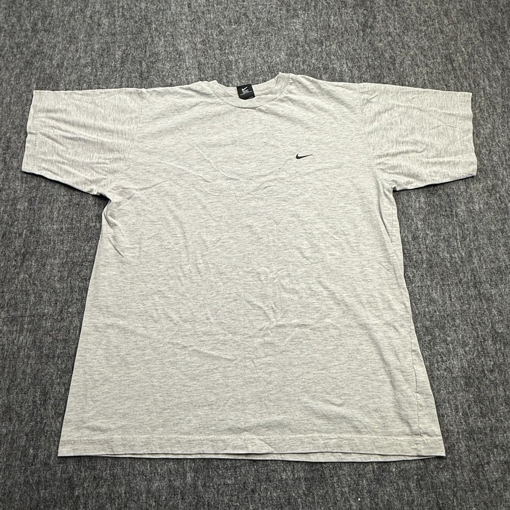 Y2K Nike Mini Swoosh T Shirt Men’s L Gray Embroidered Center Logo