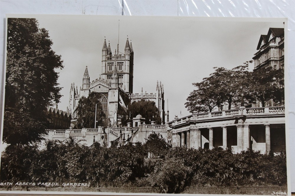 United Kingdom England Bath Abbey Parade Gardens Postcard Old Vintage Card View