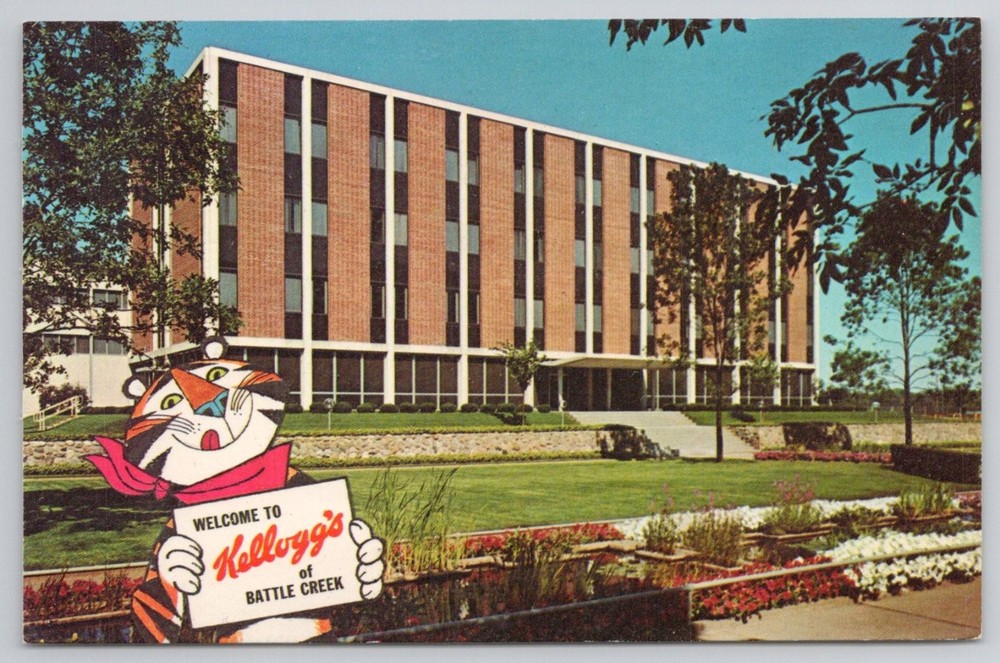 Kellogg's Battle Creek MI Tony the Tiger Cereal Factory Building Postcard