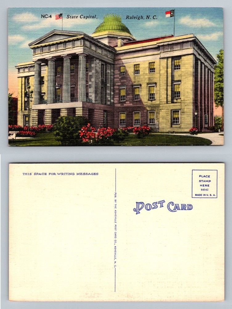 Raleigh, NC-North Carolina, State Capitol Dome Columns Vintage Postcard